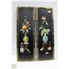 Image 1 : 2 VINTAGE ORIENTAL THEMED DECOR PANELS 12" X 36.5"