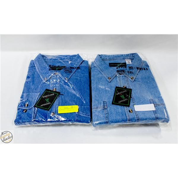 #4462-2 BLUE JEAN SHIRTS LONG SLEEVE SZ 2XL