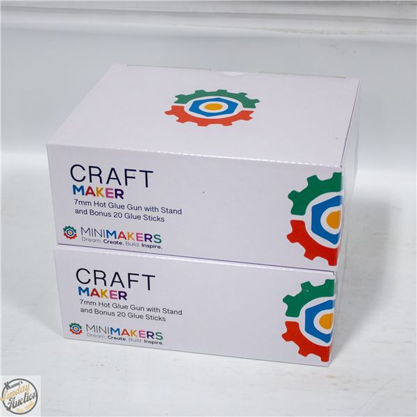 2 X 7MM HOT GLUE GUNS W/STAND+COLOURED GLUE STICKS