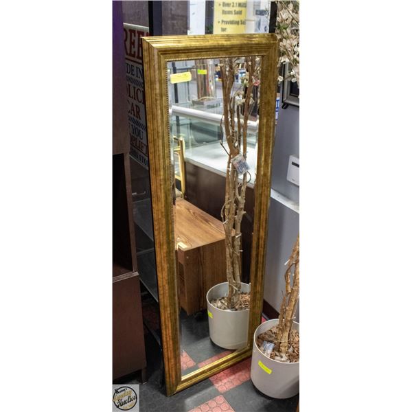 FRAMED BEVELLED GLASS MIRROR - WOODEN GOLD