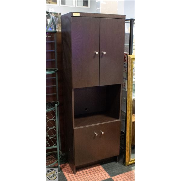 SOLID DARK BROWN 5-SHELF CABINET WITH HEAVY
