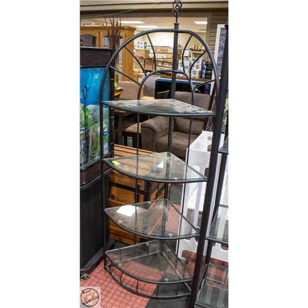 METAL & GLASS CORNER SHELF 60"X18"X25"