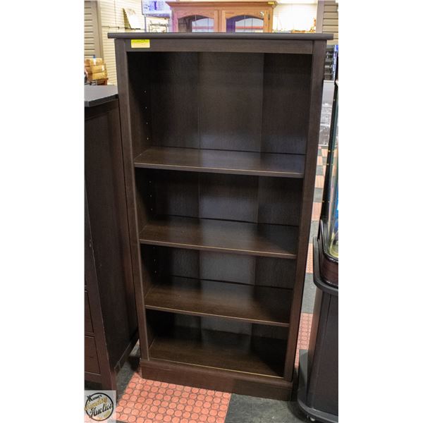 DARK BROWN WOOD GRAIN 4-SHELF BOOK SHELF