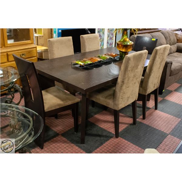 BROWN WOODEN DINING TABLE H-30" W-42.5" L-72.5"