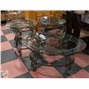 Image 1 : 3PC GLASS TOP SIDE TABLES + COFFEE TABLE W. METAL
