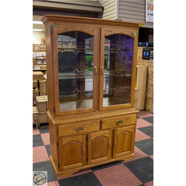 WOOD AND GLASS CHINA CABINET 48" X 17" X 78"