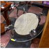 Image 1 : OVAL GLASS TOP COFFEE TABLE WITH MARBLE STORAGE