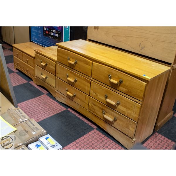 3PC DRESSER & NIGHTSTAND SET 1 PINE PC IS MISMATCH