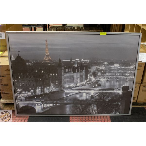 LARGE BLACK AND WHITE PARIS SKYLINE/CANAL