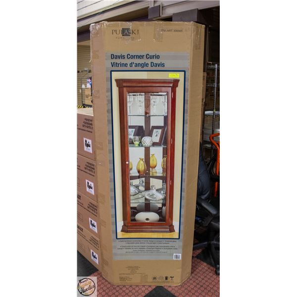 PULASKI FURNITURE DAVIS CORNER CURIO CABINET -