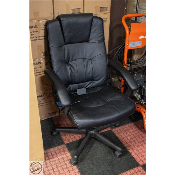 BLACK LEATHER HIGHBACK OFFICE CHAIR WITH