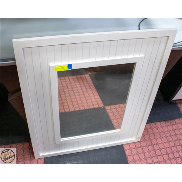 WHITE FRAMED WALL HANGING MIRROR 26" X 31.5"