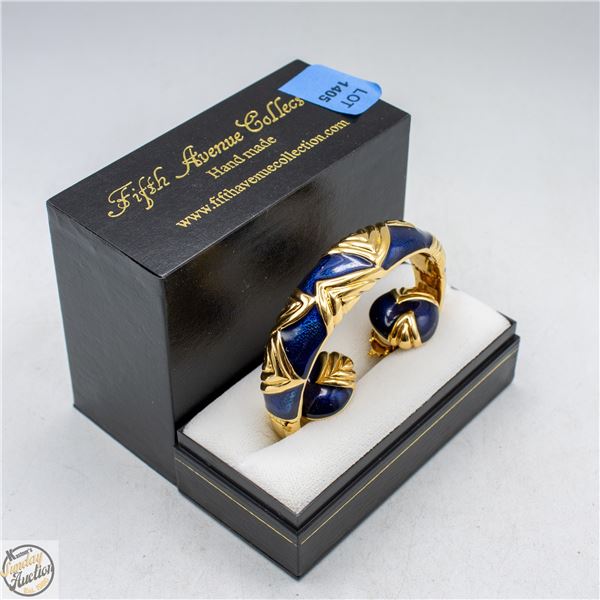 FIFTH AVENUE BUTLER CUFF BRACELET & EARRINGS BLUE