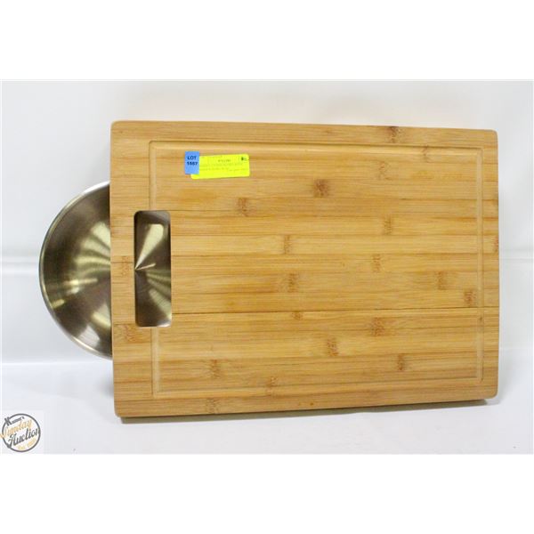 WOODEN CUTTING BOARD WITH HIDDEN BOWL SLOT