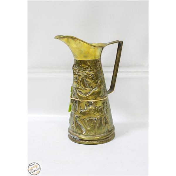 VINTAGE ENGLISH PUB BRASS PITCHER 10.5" TALL
