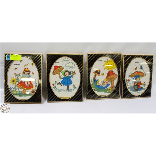 VINTAGE SEASONS ARTWORK IN FRAMES 7" X 9"