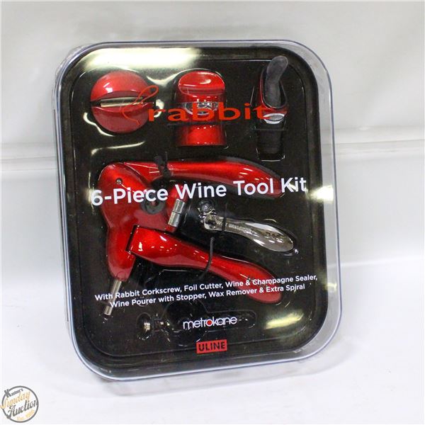 NEW METROKANE ULINE RED 6 PIECE RABBIT WINE TOOL