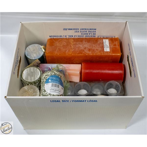 LOT OF VARIOUS LARGE AND SMALL CANDLES