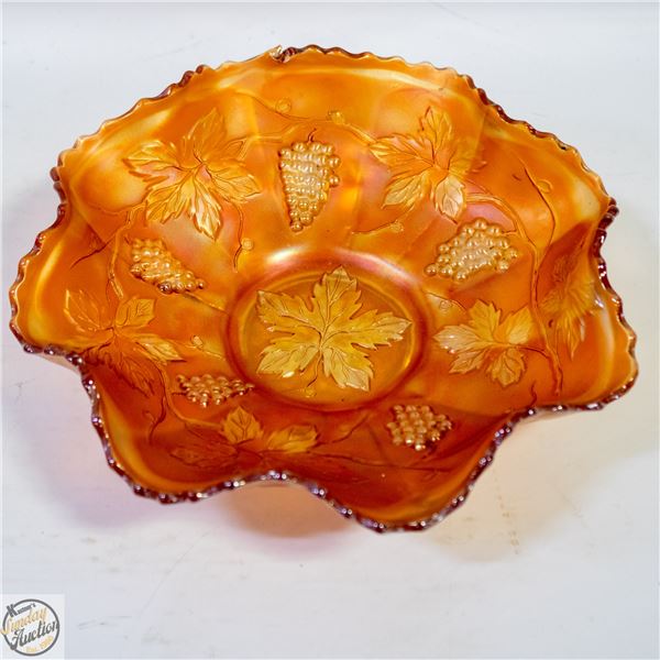 VINTAGE CARNIVAL GLASS BOWL MARIGOLD