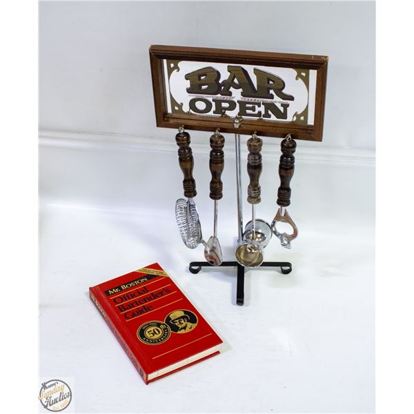 VINTAGE 1970'S BAR OPEN SIGN, MIRROR