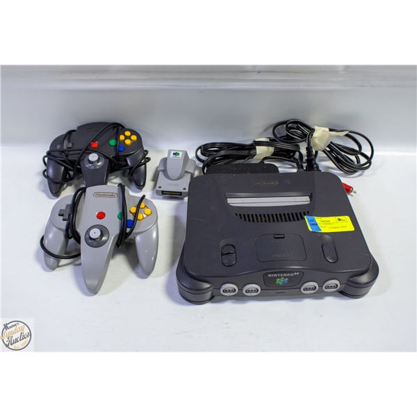 NINTENDO 64, CABLES, 2 CONTROLLERS &