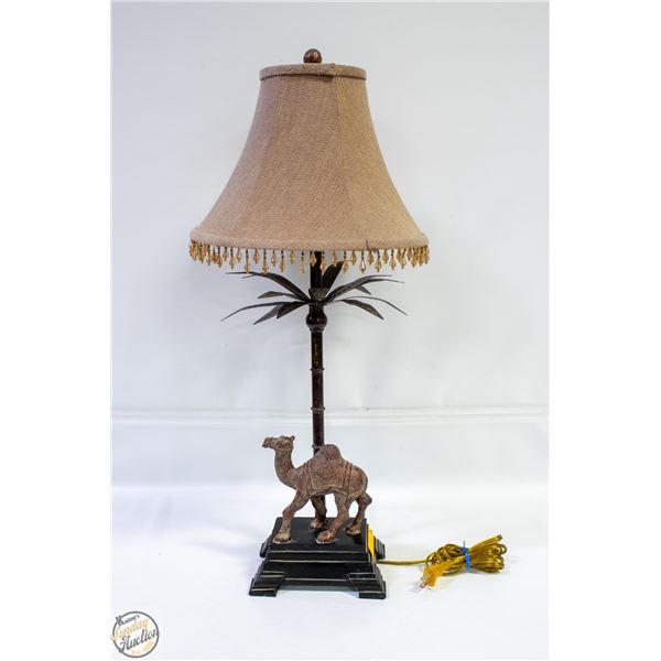 VTG LAMP, CAMEL UNDER PALM TREE, COPPER, ELECTRIC,