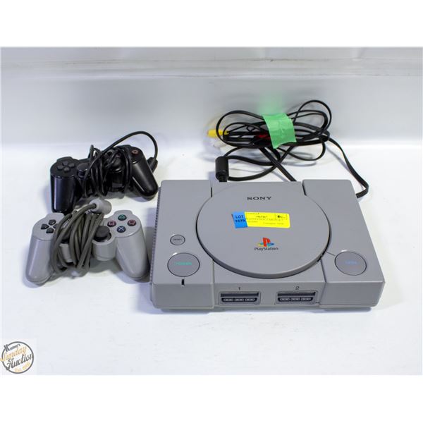 SONY PLAYSTATION, CABLES & 2 CONTROLLERS