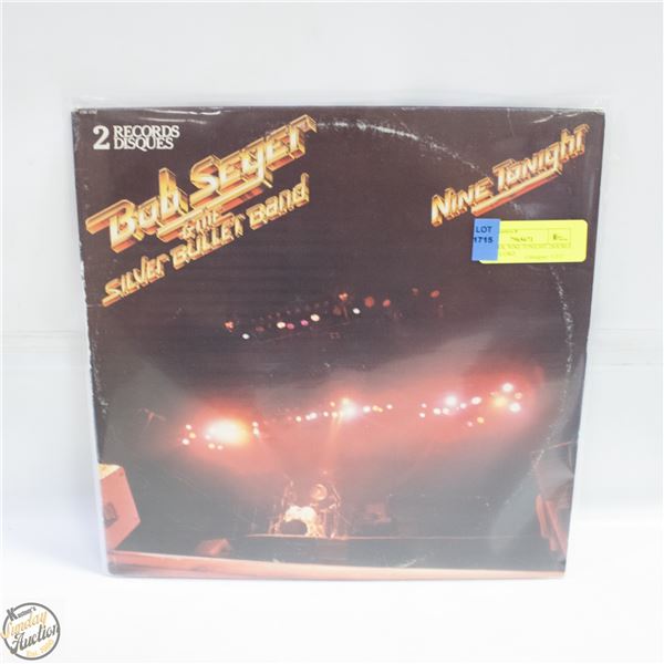 BOB SEGER, NINE TONIGHT, DOUBLE VINYL RECORD