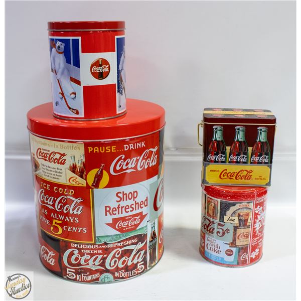 VINTAGE COCA COLA TINS & NEW COCA COLA