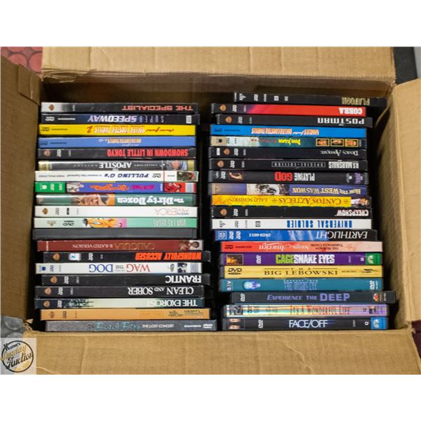 DOUBLE STACKED BOX FULL OF MOVIES ASSTD