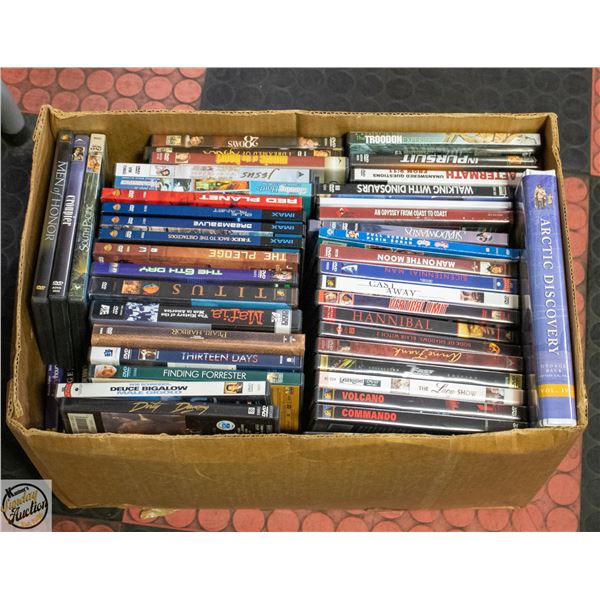 DOUBLE STACKED BOX FULL OF MOVIES ASSTD