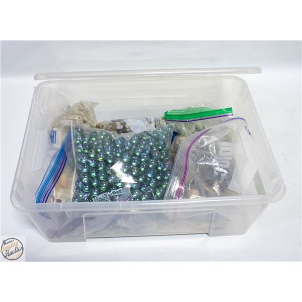 LOT OF DECORATIVE ROCKS AND GLASS BEADS