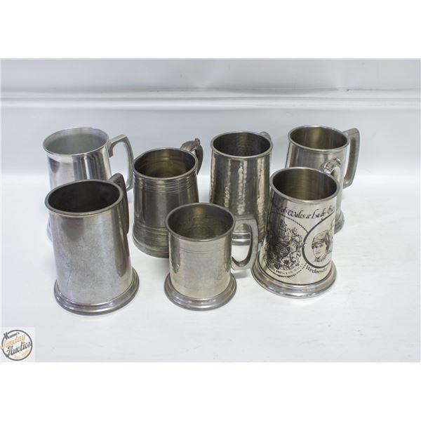 LOT OF PEWTER BEER STINES
