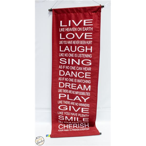 LIVE LAUGH LARGE CLOTH SCROLL FOR WALL