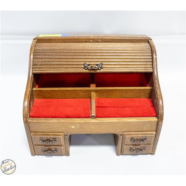 MINI ROLL TOP DESK JEWELRY BOX WOOD