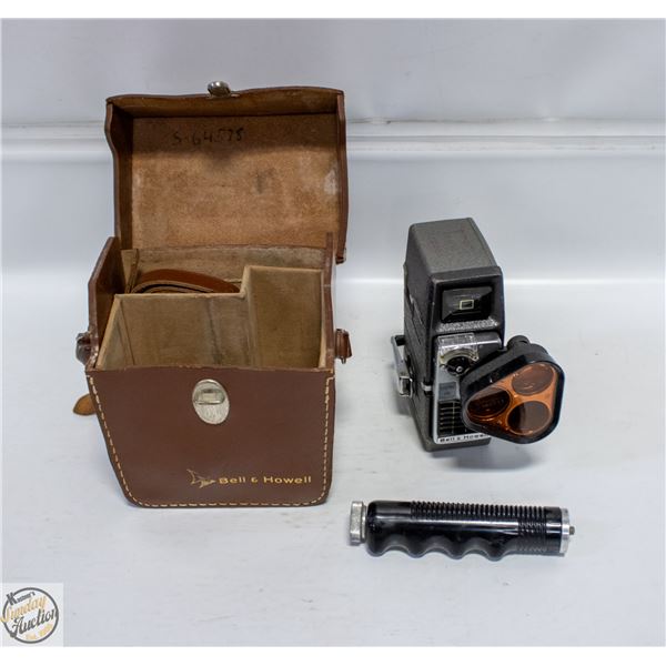 BELL AND HOWELL MOVIE CAMERA IN LEATHER CASE