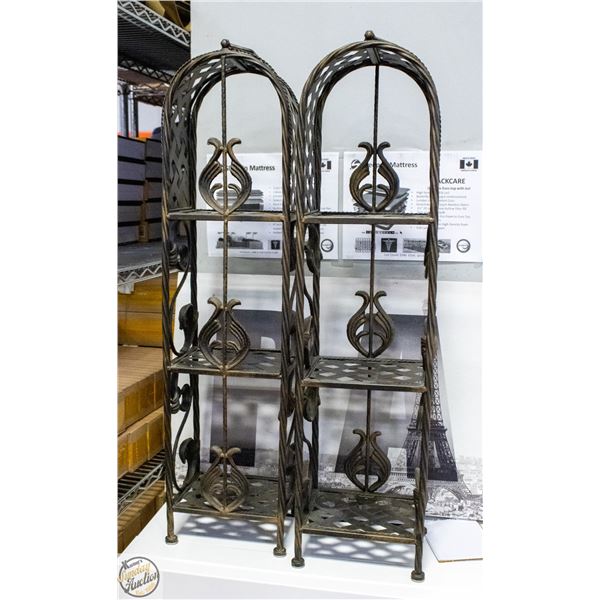 2 FREESTANDING WROUGHT IRON DISPLAY RACKS