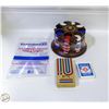 Image 1 : POKER CHIPS ON ROTATING WOODEN HOLDER +