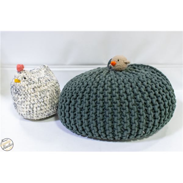 HANDMADE SOFT OTTOMAN + HANDMADE MAMA HEN + BABY