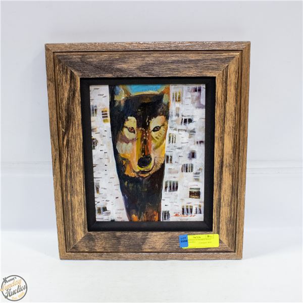 PROFESSIONALLY FRAMED WOLF WALL HANGING