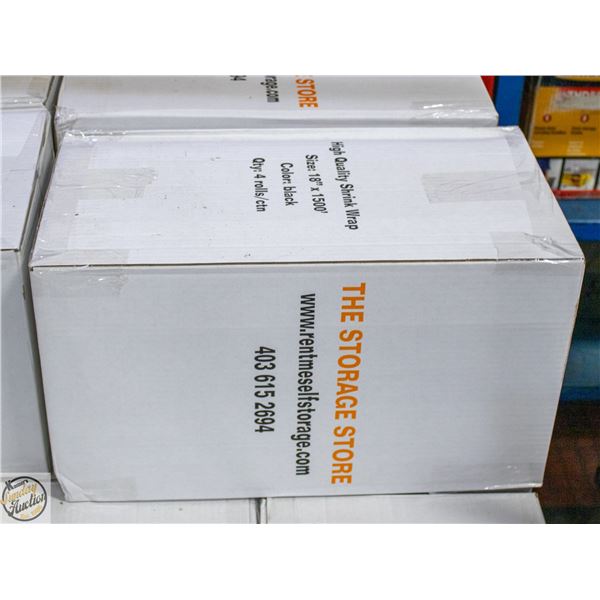 CASE WITH 4 BLACK ROLLS OF SHRINK WRAP