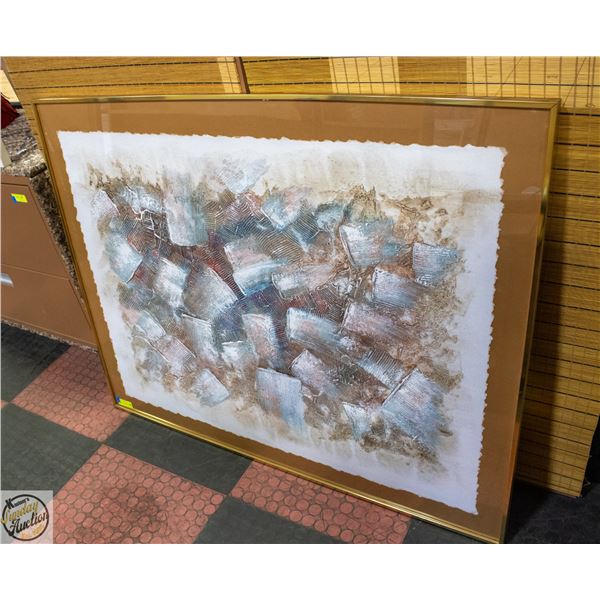 FRAMED ABSTRACT OIL PAINTING 40.5" X 50.5"