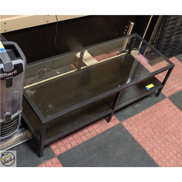 SMALL GLASS COFFEE TABLE H-12.5" W-16" L-39.5"