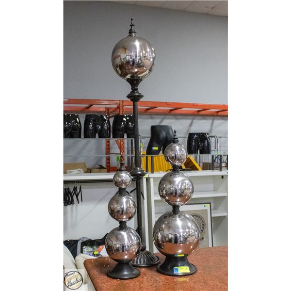 BAILIFF SEIZED: 3PC CHROME LOOK DECOR LOT