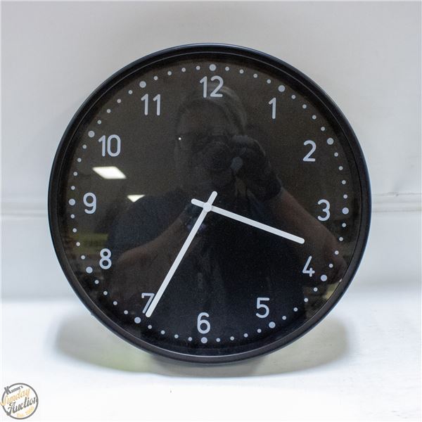 LARGE BLACK WALL CLOCK 15"