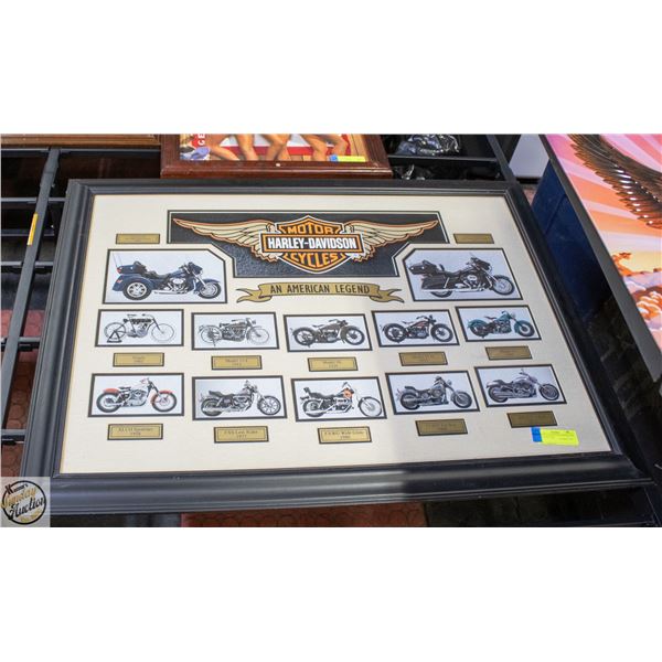 HARLEY DAVISON FRAMED MOTOR CYCLE PICTURE