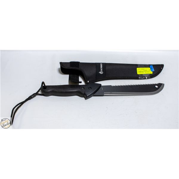 GERBER MACHETE W/ SHEATH 17 INCHES SAW BACK