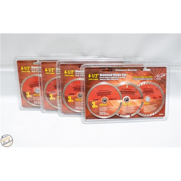BOX W/ 4 NEW 4.5" DIAMOND BLADE SETS
