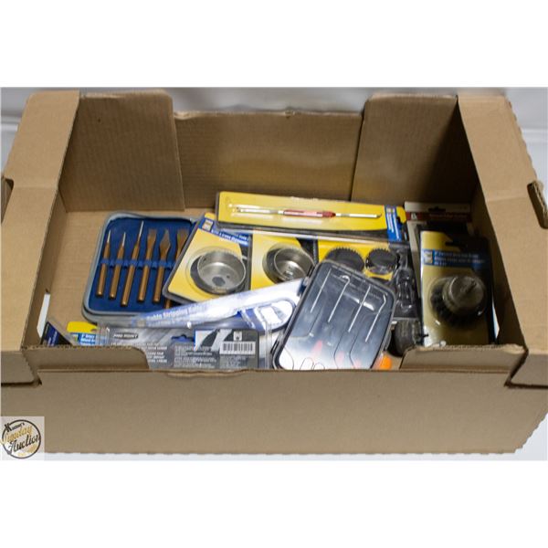 BOX W/NEW DIAMOND HOLE SAW, BRUSHES