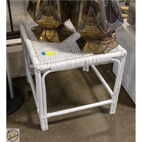 WHITE WICKER TABLE
